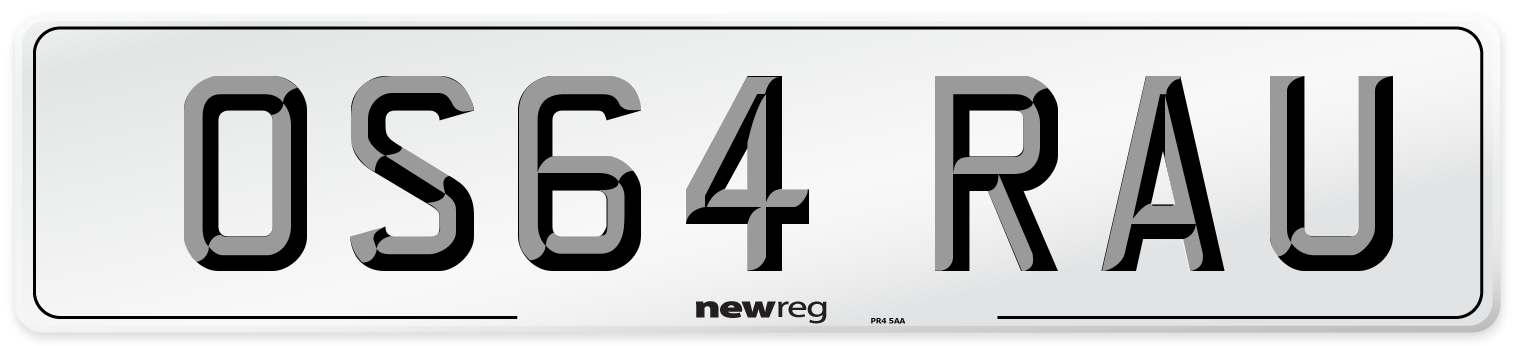 OS64 RAU Number Plate from New Reg
